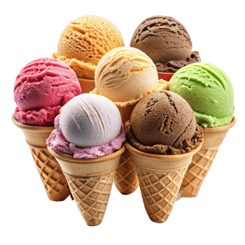 seven tasty ice cream cone is isolated on transparent background png