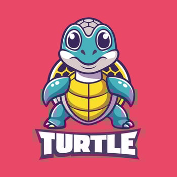 Cartoon Illustration of a Turtle Mascot with a Logo Design vector