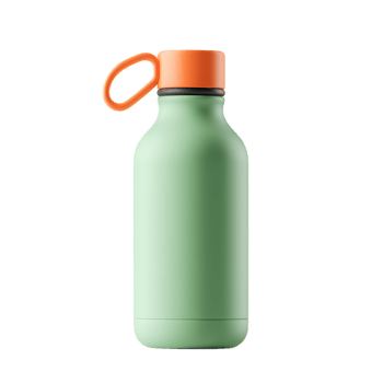 Minimalist Reusable Water Bottle Icon in Green and Orange Color png