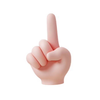 3D Transparent Pointing Finger Gesture on White Backdrop png