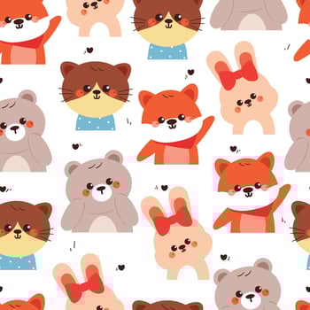 seamless pattern cute cartoon animals. animal drawing for wallpaper, pattern, background vector
