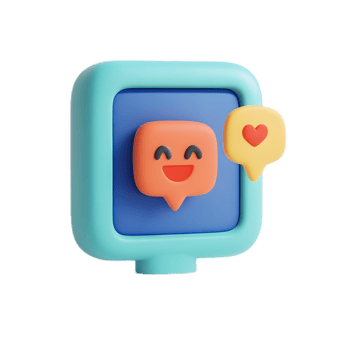 Colorful 3D Webinar Icon with Smiling Emoji and Heart Symbol png