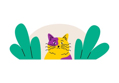 Concept spying, observing. cat peeping, hiding. Colorful illustration vector