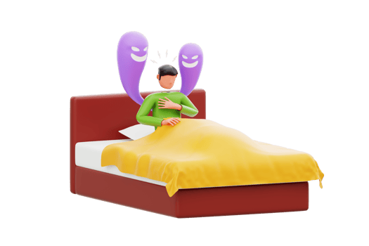 Night Panic Attack 3D Illustration. Nocturnal Panic Attack Illustration png