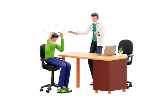 Panic Attack at Medical Checkup 3D Illustration png
