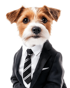 Confident Canine Corporate Professional in Suit and Tie png