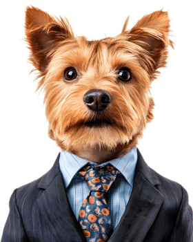 Adorable Anthropomorphic Yorkshire Terrier Wearing Formal Business Attire png