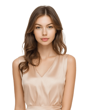 Beautiful young woman in elegant and stylish portrait photo with perfect skin and hair png