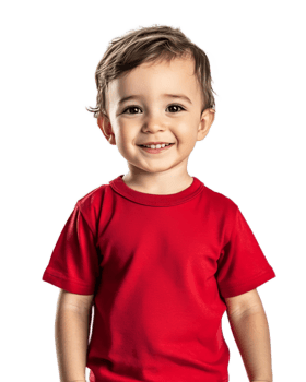 Cheerful Toddler in Red Shirt Smiling Brightly with Happiness and Joy png
