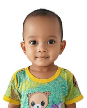 Adorable Smiling Baby in Colorful Outfit Against White Background png