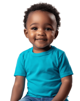 Cheerful African Toddler Boy Wearing Blue Shirt Smiling in Studio png