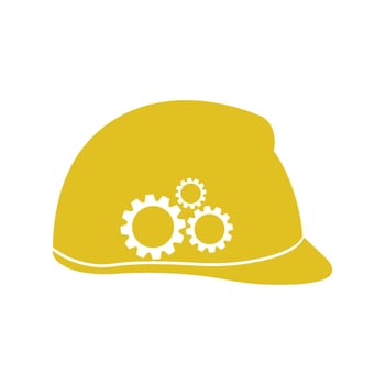 Construction safety helmet logo flat design vector