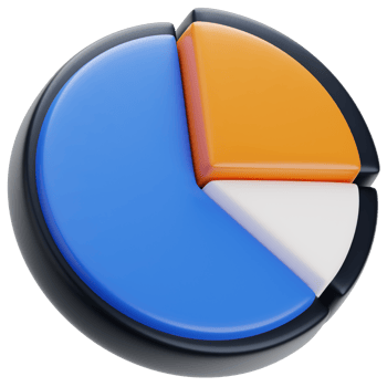 A pie chart with a blue and orange bar png