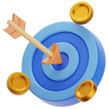 Business goal 3d icon with target and arrow in it png