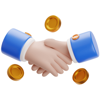 Handshake icon with coins png