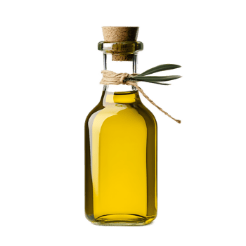 Elegant Glass Bottle of Fragrant Olive Oil on White Background png