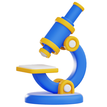 A blue and yellow microscope on a black background png