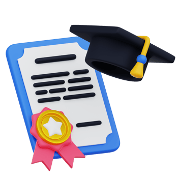 A graduation cap and diploma certificate 3D Icon png