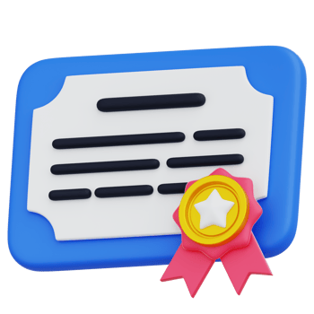A certificate with a star and ribbon on it png