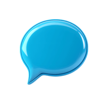 Blue 3D Transparent Speech Bubble for Digital Communication and Messaging Concepts png