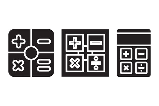 Mathematics Symbols and Calculator Icons Set. vector