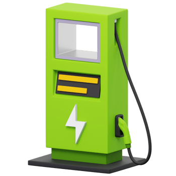 A green gas pump with a lightning bolt on it png