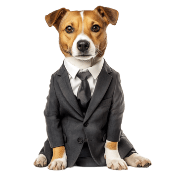 Canine Corporate Executive Wearing Formal Business Attire Posing for Portrait png