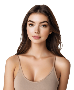 Captivating Portrait of a Youthful and Elegant Woman with Flawless Skin and Healthy Hair png