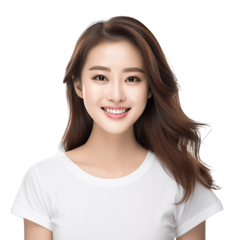 Cheerful Caucasian Woman with Healthy Smooth Facial Skin Smiling Joyfully in Studio Setting png