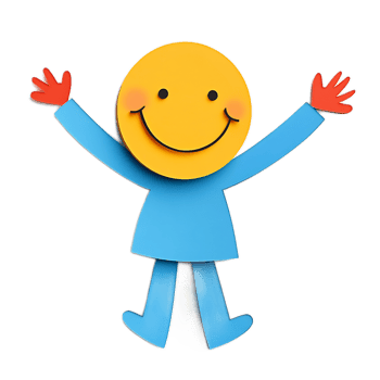 Cheerful Papercraft Character with Outstretched Arms in Vibrant Colors png