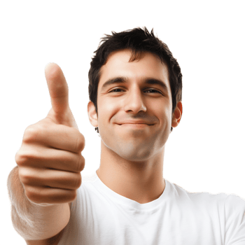 Cheerful Young Man Giving Enthusiastic Thumbs Up Gesture png