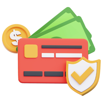 Credit card, money and shield icon png