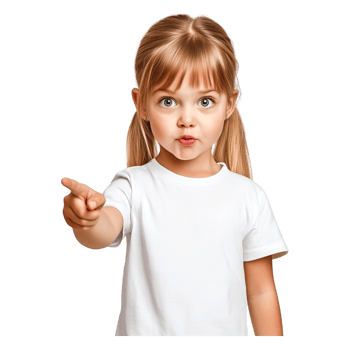 Young Girl with Blonde Hair Expressing Surprise and Curiosity png