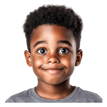 Smiling Young Boy with Bright Eyes and Curly Hair in Portrait View png