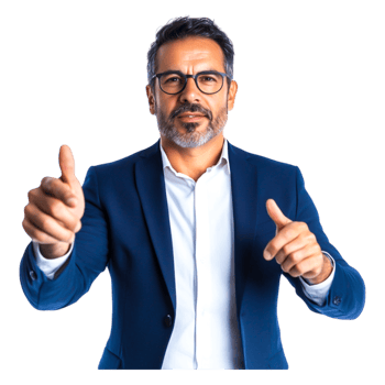 Confident Businessman Giving Thumbs Up Gesture on png