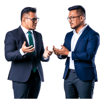 Businessmen Engaging in Discussion During Meeting Session png