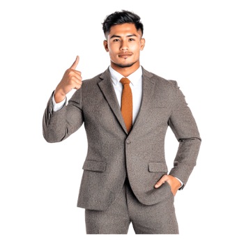 Confident Businessman with Friendly Gesture in Professional Suit png
