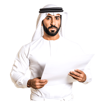 Confident Arab Man Holding Document in Traditional Attire png