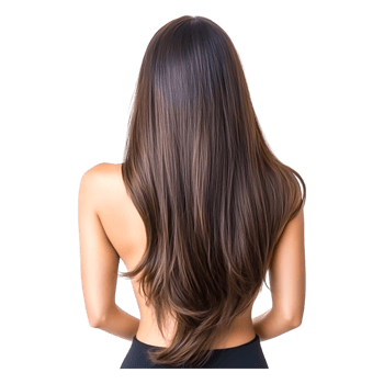 Long Brown Hair Woman Back View With Smooth Shine and Style png