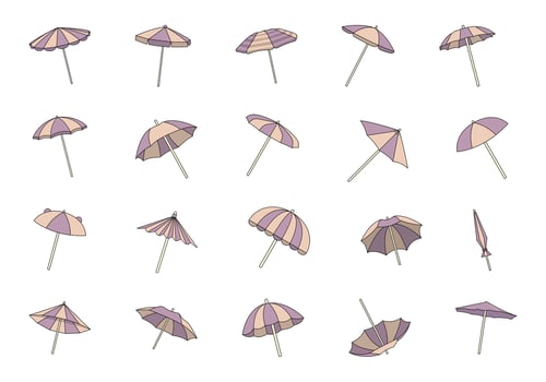 Beach Umbrella Icon Element Set vector