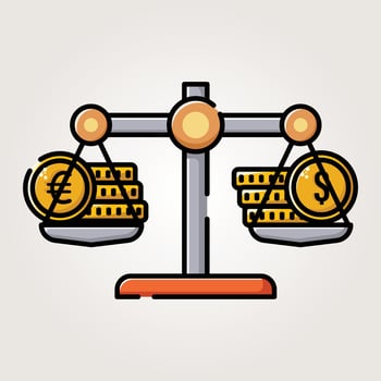 scales dollar and euro balance icon vintage illustration design vector