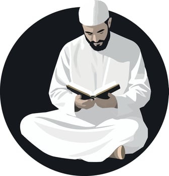 muslim man reading the holy book Quran vector