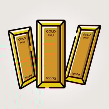 gold bar 999.9 pure of gold icon vintage illustration vector