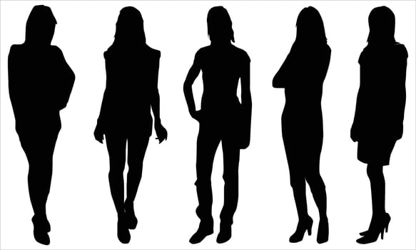 women silhouette icon bundle vector