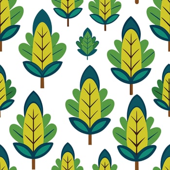 a pattern with green and yellow leaves vector