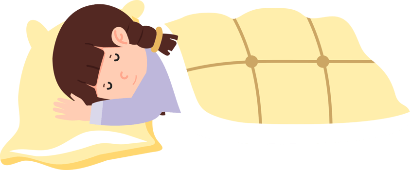 girl sleeping on pillow with blanket cartoon png