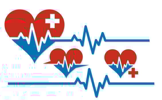 Hearts with cardiogram. vector
