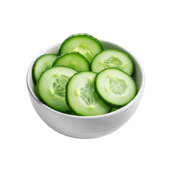 Bowl of cucumber sliced on transparent background png