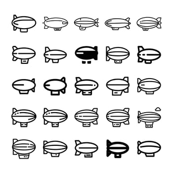 Airship icon set mascot vector