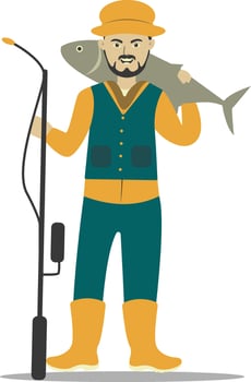 Professional Fisherman Illustration Isolated on White Background vector